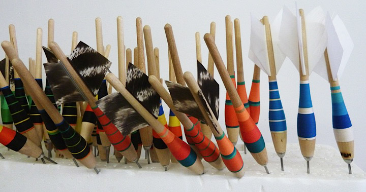 Fletching station at the studio.
