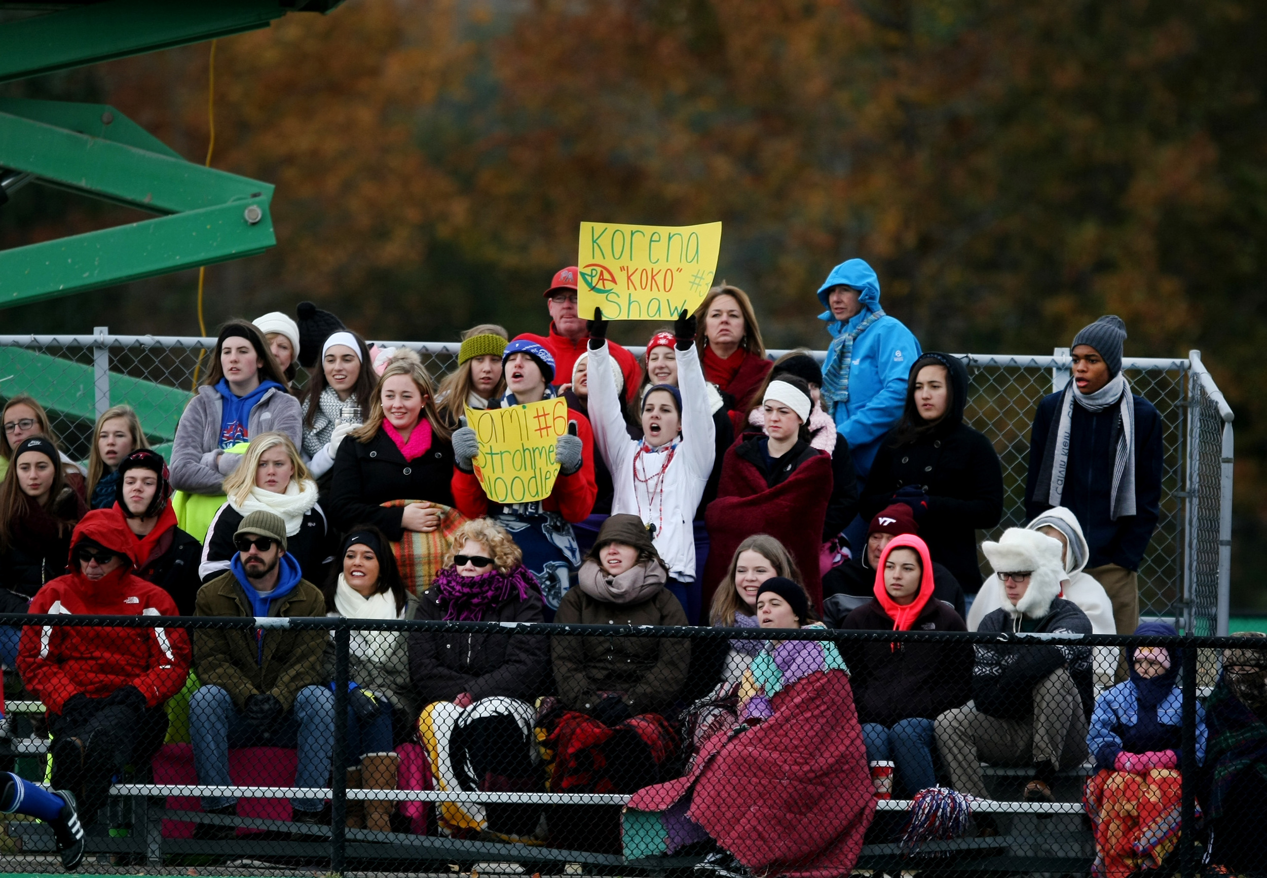 Fans cheer on the Princess Anne Cavaliers in the closing minutes of their 2-1 win over Mountain View to claim the State title, Saturday, Nov. 16, 2014 at the National Training Center in Virginia Beach. (Jason Hirschfeld | For The Virginian-Pilot)