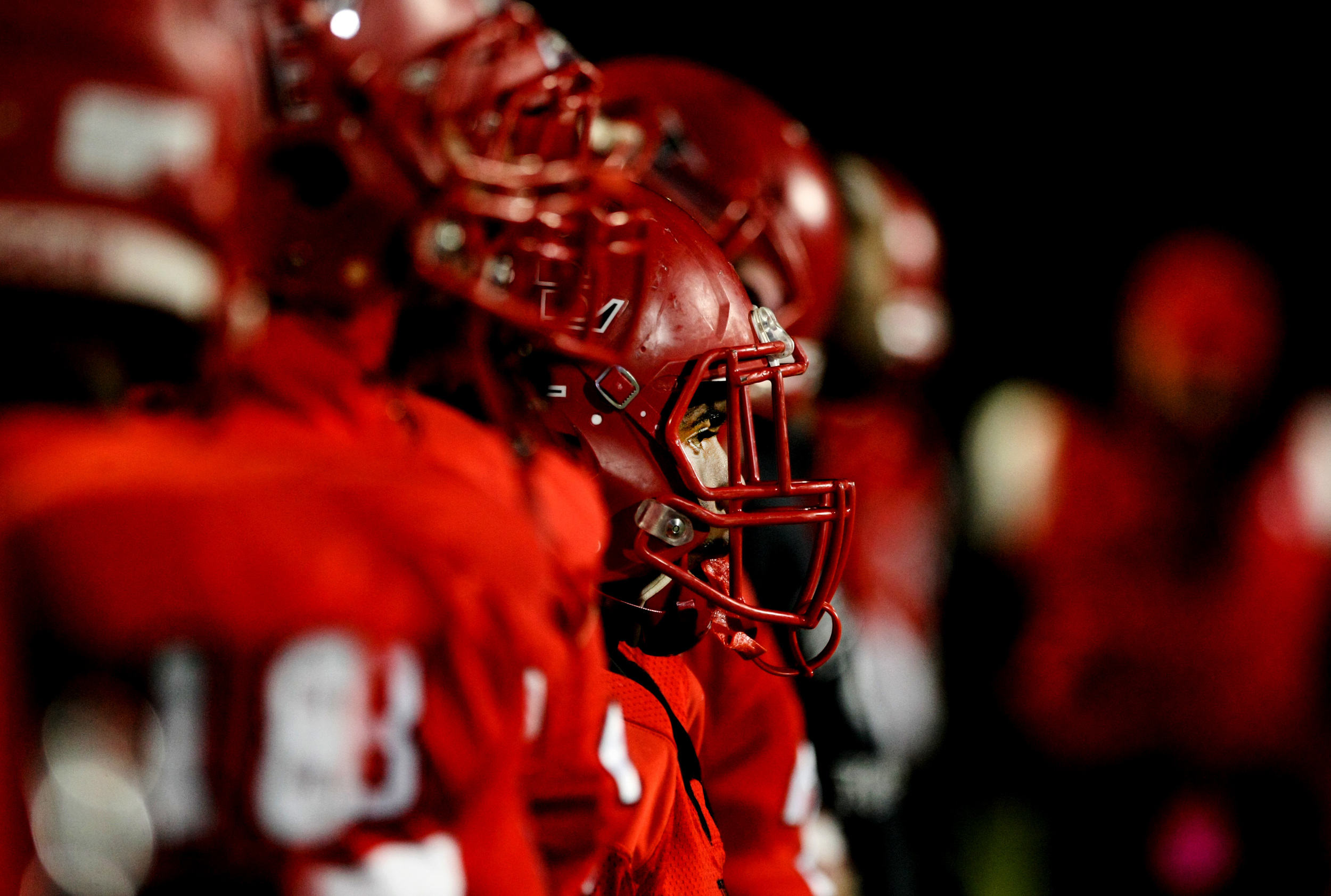 Lake Taylor's Marcus Hawkins stares at the Salem sideline before the start of the second half during the Titans' 41-16 win to claim the Group 4A South championship, Saturday, Dec. 13, 2014 at Williams Field in Lynchburg. (Jason Hirschfeld | For The Virginian-Pilot)