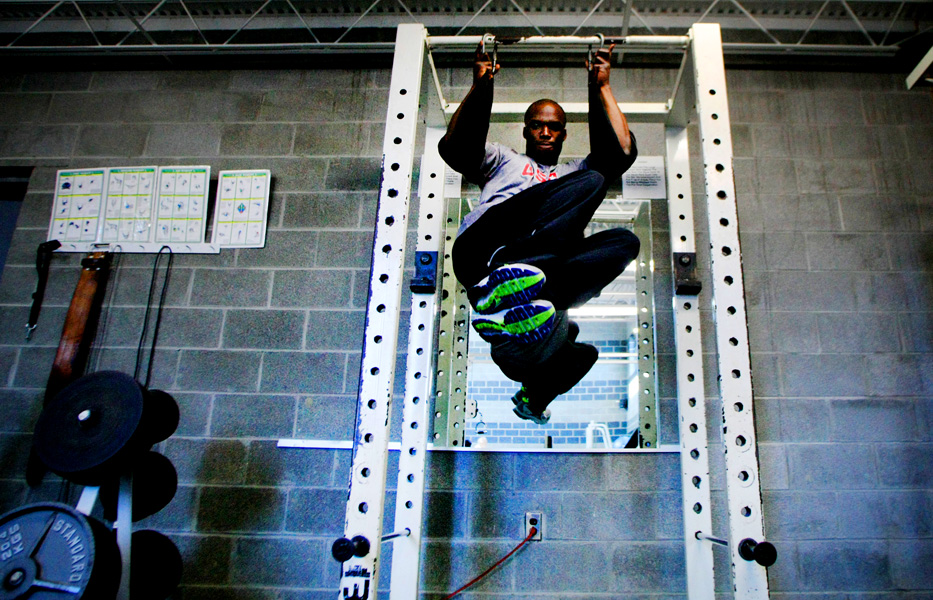 Olympic gold medalist LaShawn Merritt goes through a workout in Norfolk. Merritt had his two-year substance ban reduced to 21-months, allowing him to compete last summer at the world track and field championships.