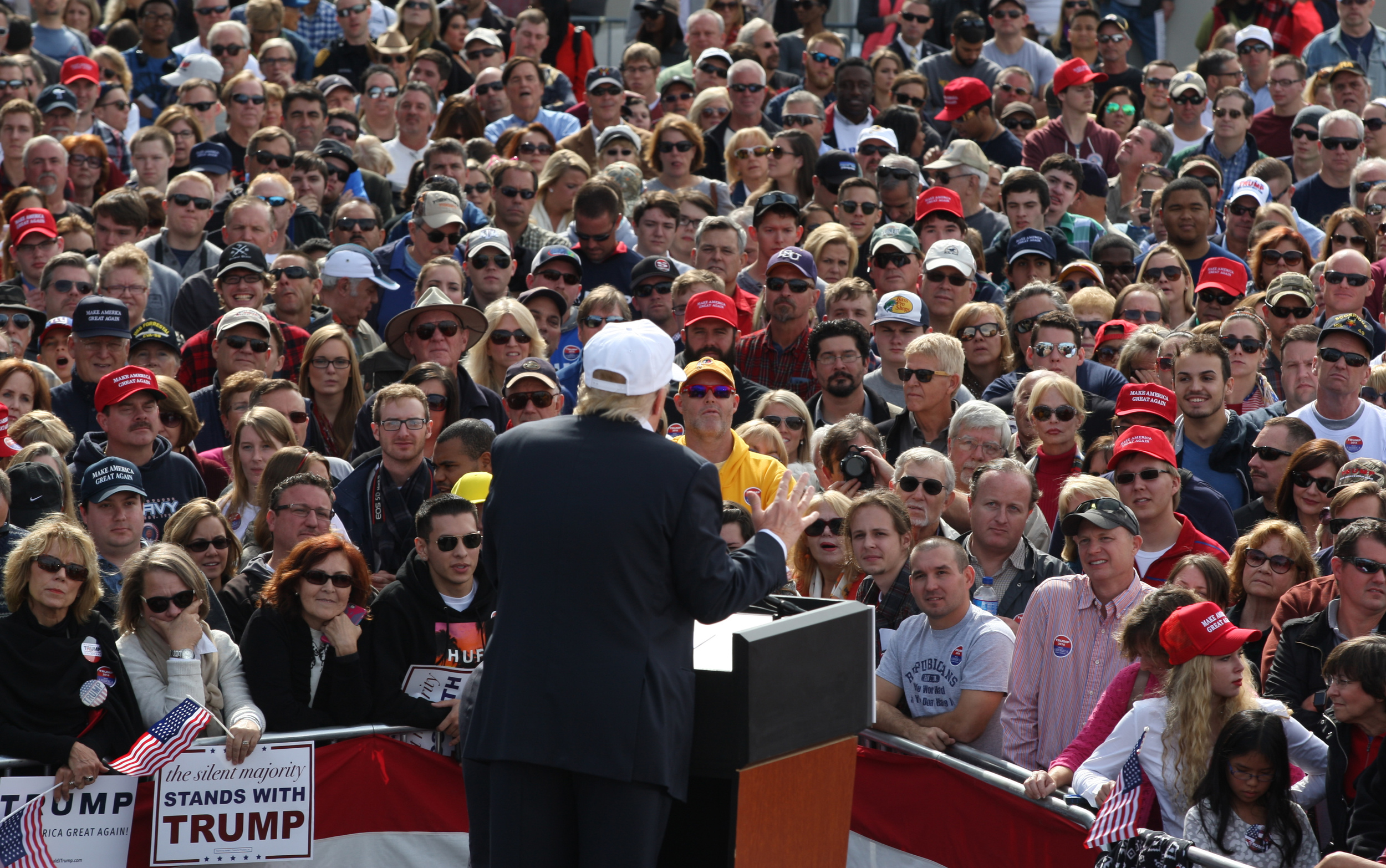 Republican presidential candidate Donald Trump speaks to supporters during a rally, Saturday, Oct. 31, 2015 in Norfolk, Va. (AP Photo/Jason Hirschfeld)