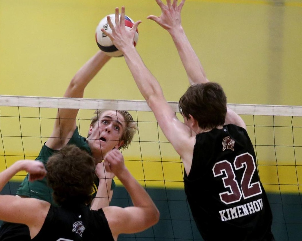 Cox’s Daniel Hurley hits a winner against Thomas Dale in the state semifinal match.