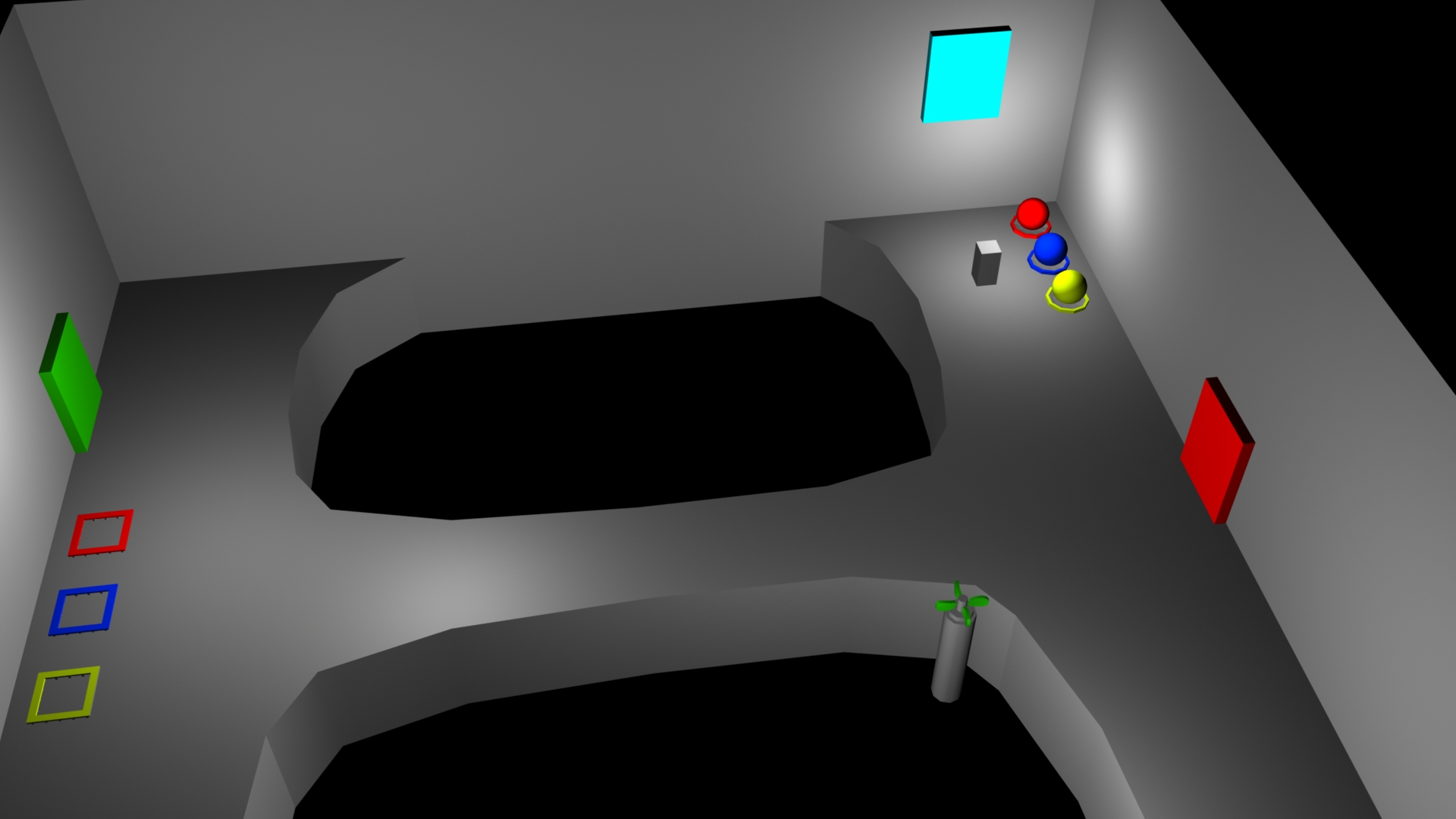 After bringing all 3 balls to their slots, the second door opens, allowing the player to take a different path out of the room. Normally, the red door would be opened by defeating all the enemies in the room with your elementals.