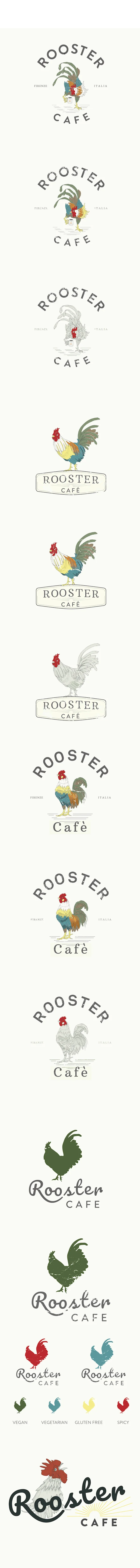 Rooster Cafe options for logo design