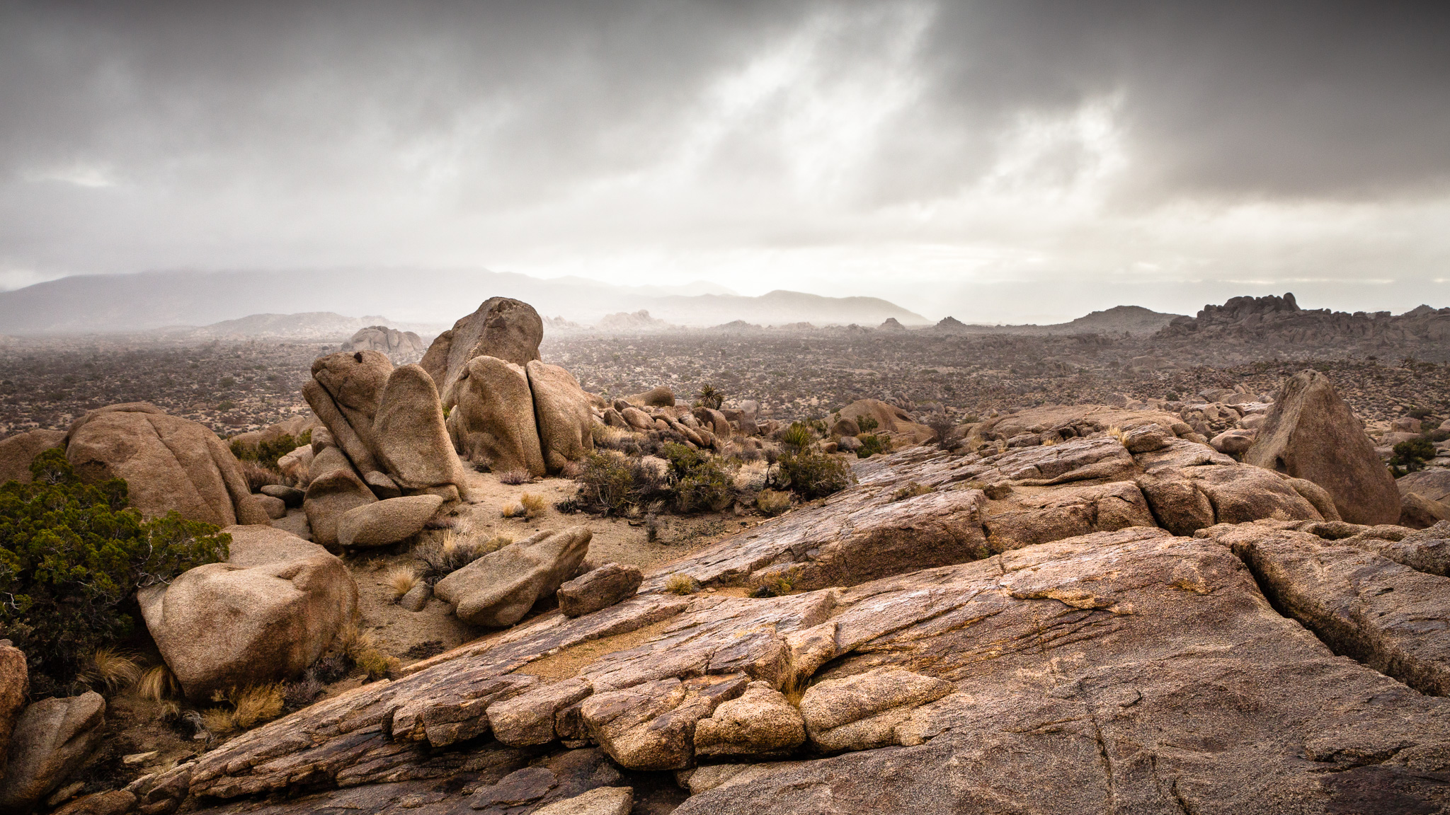 Stormy Weather In A Rocky Joshua Tree National Park Landscape