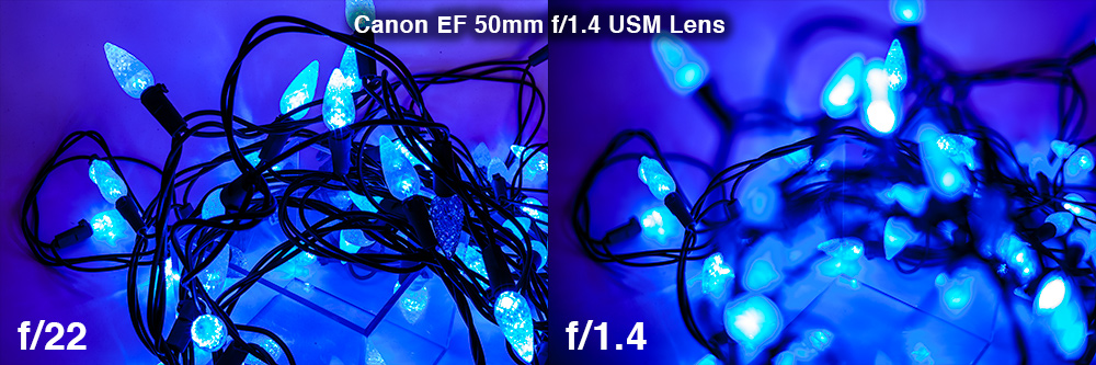 Light sources in dark settings create pronounced bokeh effects in an image when the depth of field is shallow (low f-stop numbers) or the light sources are far from the focal point.