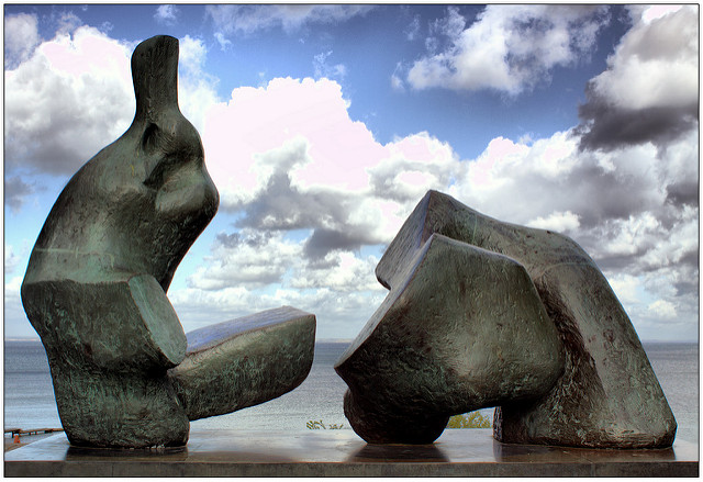 "Two Piece Reclining Figure 5" by Henry Moore.