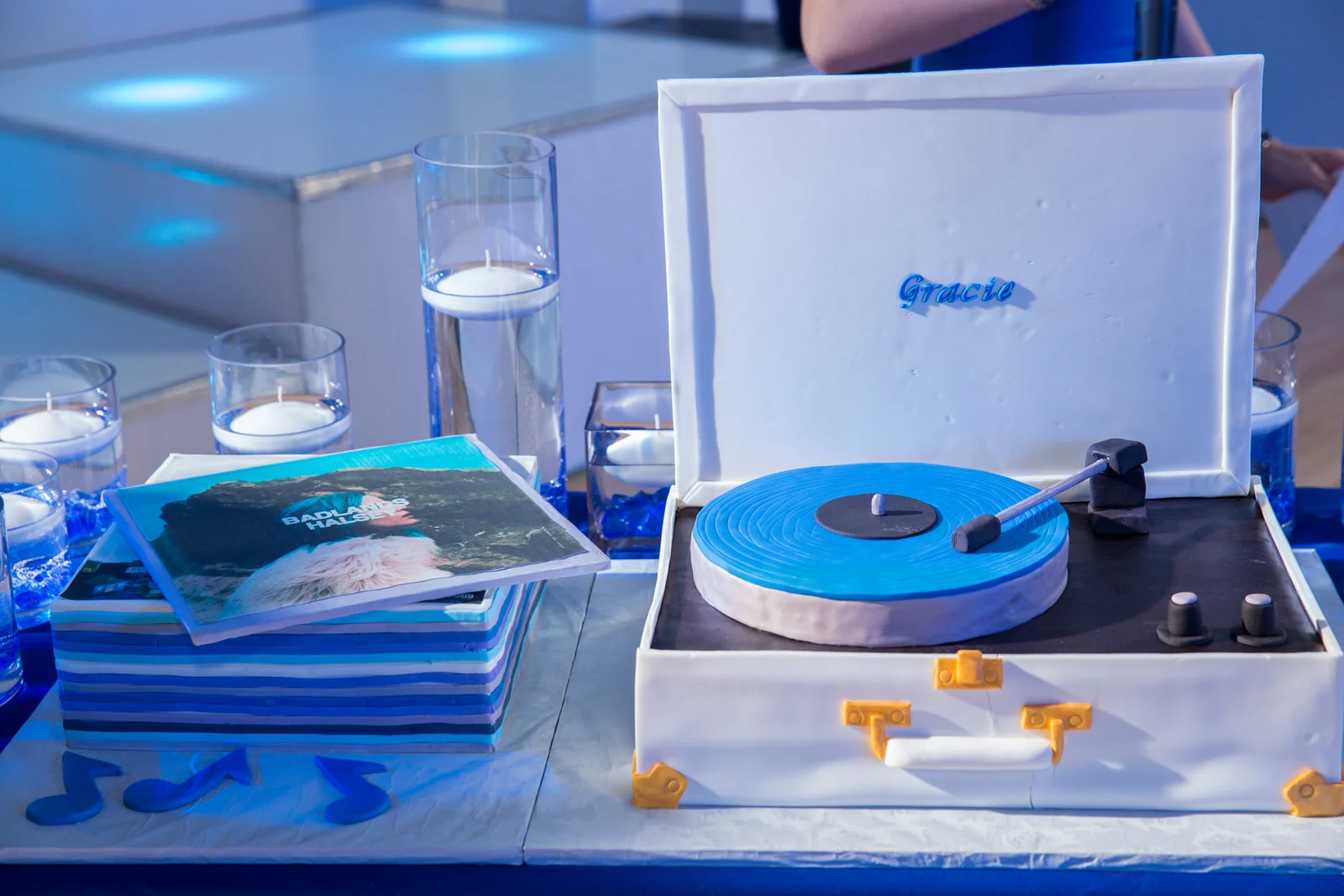 This one take's the cake! Lori's Cakes designed this custom record player cake for Gracie, complete with her favorite record (pictured at left). Photo by Art Photographers.