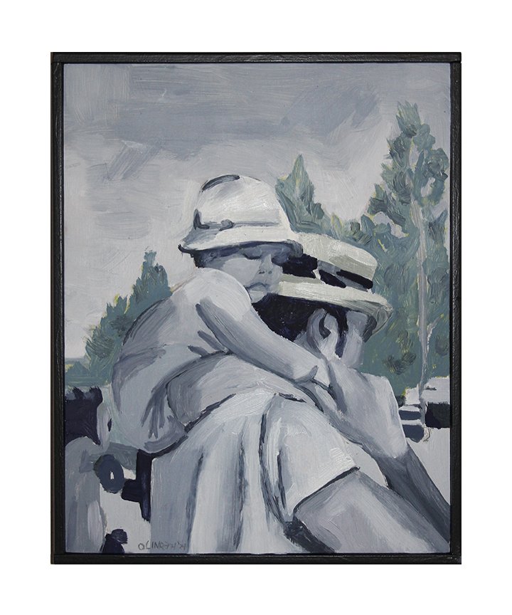 "Shoulders" 2024, oil and oil pastel on wood panel, 11 1/2" X 14 1/2"