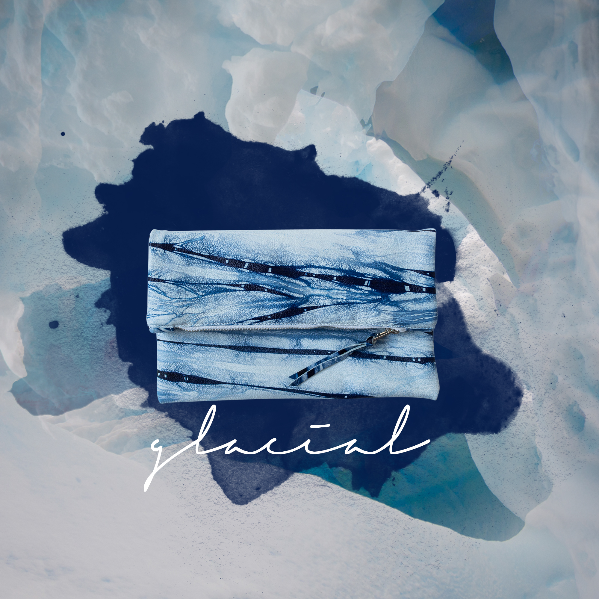 GLACIAL | deep icy crevices, so deep it felt like the sun could never reached that far. The white changing gradually to blue. Slippery and dangerous but so very breathtaking and the sheer scale beyond your belief. My memories of walking over glacial fields, reinforced and seered into my mind when we visited Iceland and weaved, freezing, between icebergs in Jökulsárlón, a still, beautiful, yet eerie lake, home to icebergs, their form shaped by the forces of nature. I grew up listening to adventures had by my parents, travelling. I in turn left when I could to travel and see these places and more for myself. I met my husband who thankfully, also wanted to explore our globe, which we then did together. My parents now 70 just returned from Antarctica, it was on my Dad's list, not my Mum's she didn't want to cross Drake's passage on the ship. However they did, and that's when I saw photos of icebergs for real, proper, Antarctic Icebergs. They told me its like nothing else on this planet they have witnessed. It's on my list. GLACIAL is a special design, the inky shades of blue penetrate where they can and just like its namesake, lines and markings are etched in an organic but somewhat ordered fashion.