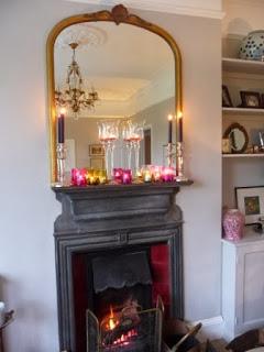 We lit the fire in the sitting-room and I made a candle feature on the mantelpiece which burned all evening creating a magical atmosphere