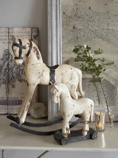 Vintage Scandinavian wooden horses. Aren't they darling?