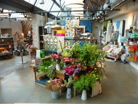 The flowers set up in Anthropologie waiting for the workshop to start