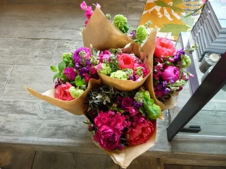 Some of the bunches of flowers that we were given to work with
