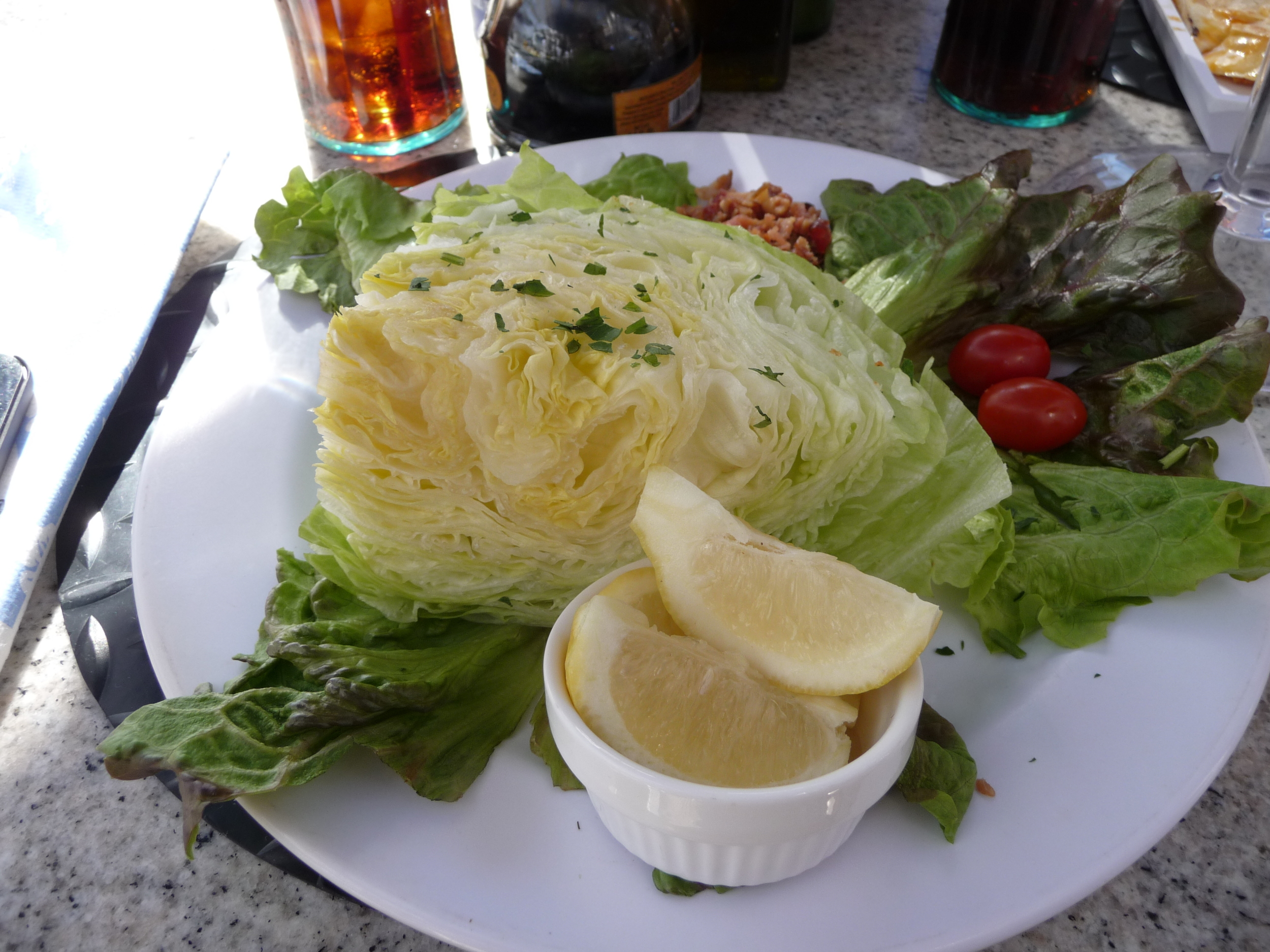  This was an Iceberg lettuce salad at the Paradise Cove Café !!!! 