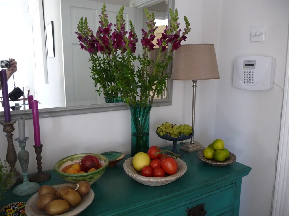 I do treat myself to a bunch of really nice flowers from the supermarket. These were £6.99 in Waitrose but I couldn't resist them as I adore the colour and they look fabulous on my sideboard. It's a darkish corner of the kitchen so I should get 10 days at least from these. The glass vase is another purchase from Phoenix on Golborne and is my favourite vase.
