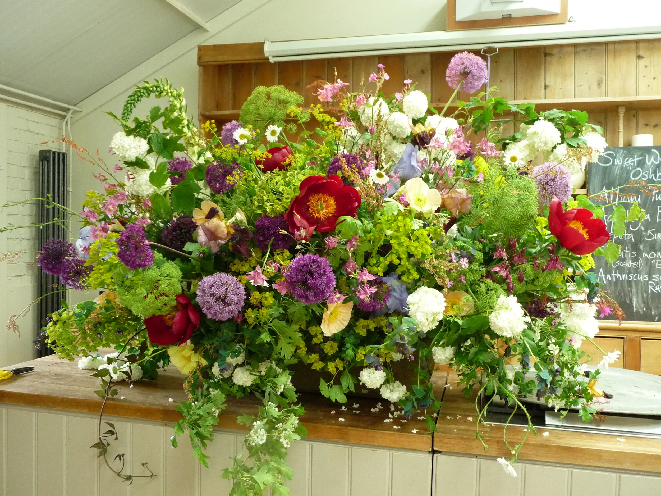 A lesson in flower arranging at Perch Hill, Sussex