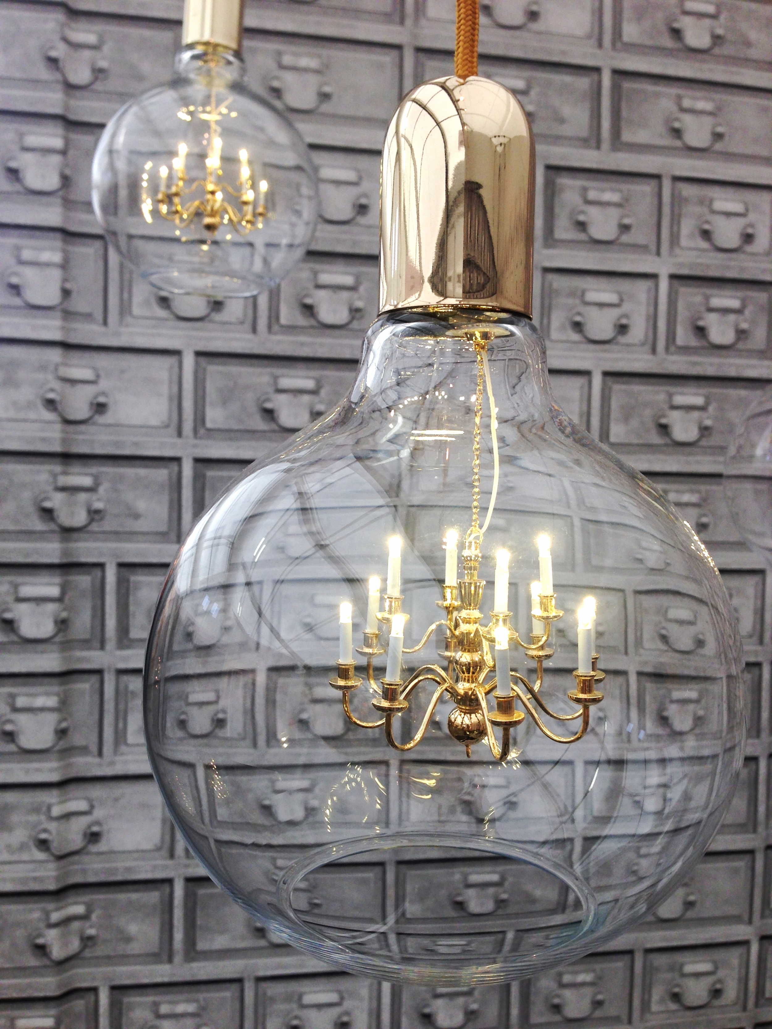   Mineheart  eclectic light with tiny chandelier inside 