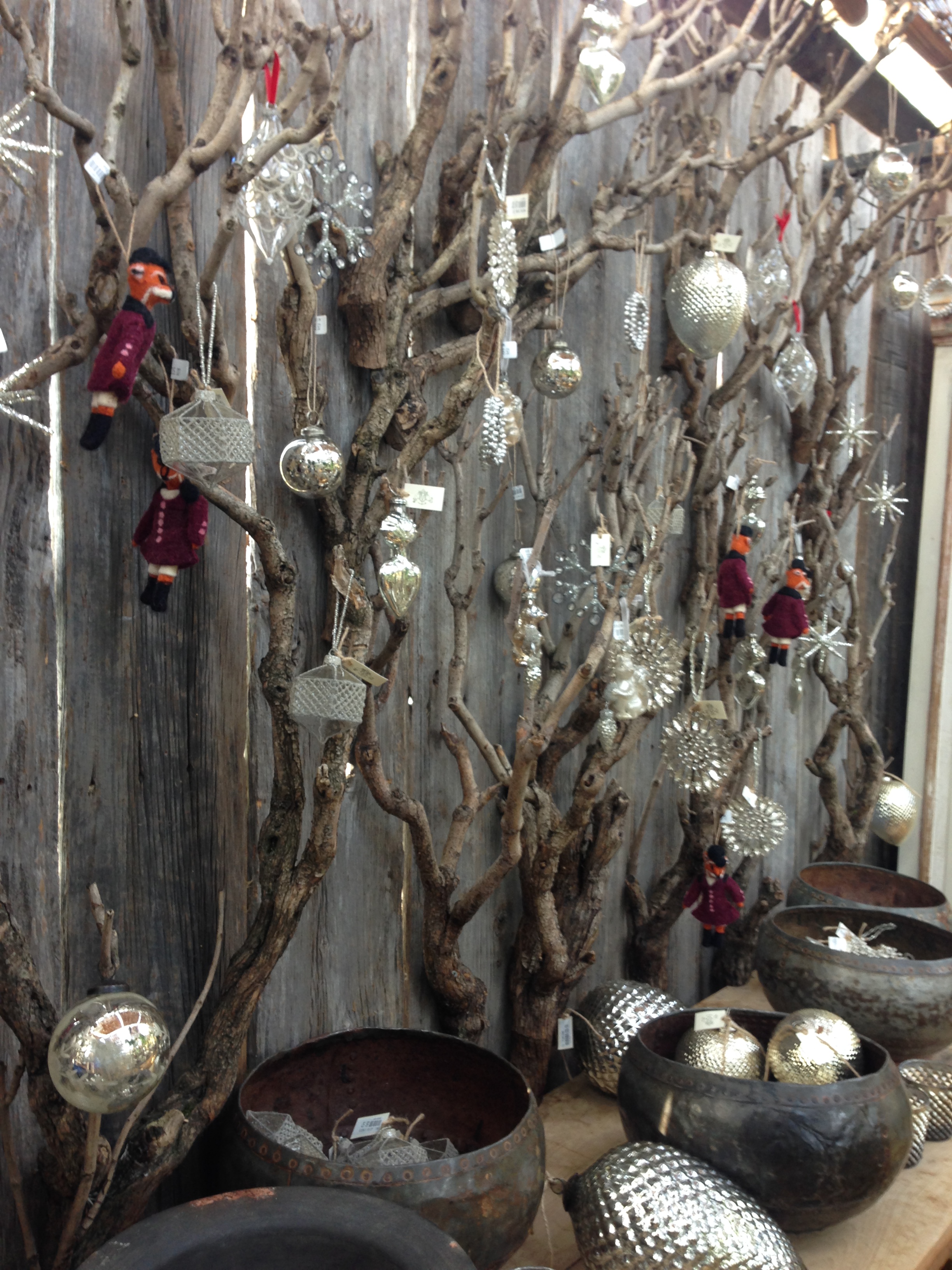  A wall of Christmas decorations 