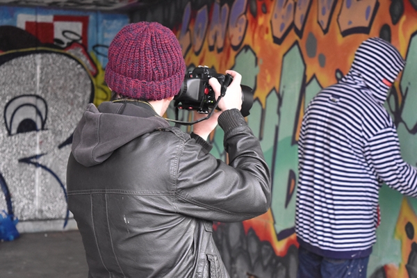  Me photographing the guy photographing the graffiti artist!! 