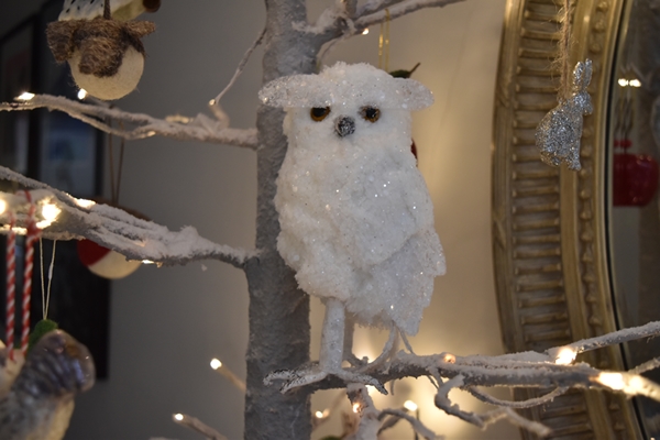  My snowy owl is from  Jayne Copperwaite Flowers , my local florist. I have another one on the main Christmas tree.&nbsp; I love the expression on his face! 