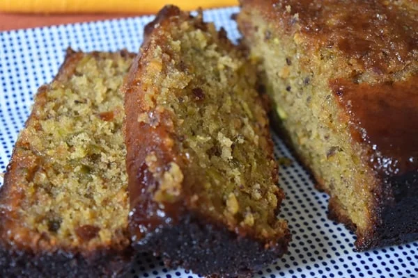 Cardamom, pistachio & marmalade drizzle loaf
