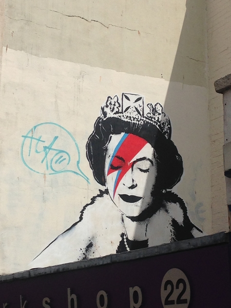  Another Bansky - he has drawn the Queen as Ziggy Stardust. Just a shame the vandals have added the speech bubble 