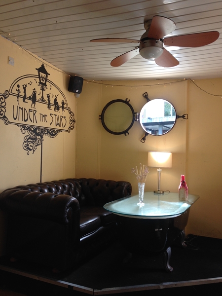  Inside the boat Under the Stars - love the use of a free-standing bath as a table 