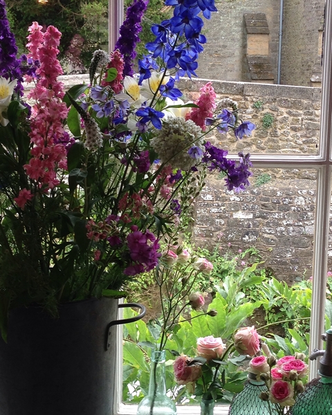 The window ledge next to our table in the pub, with views across the road to the church