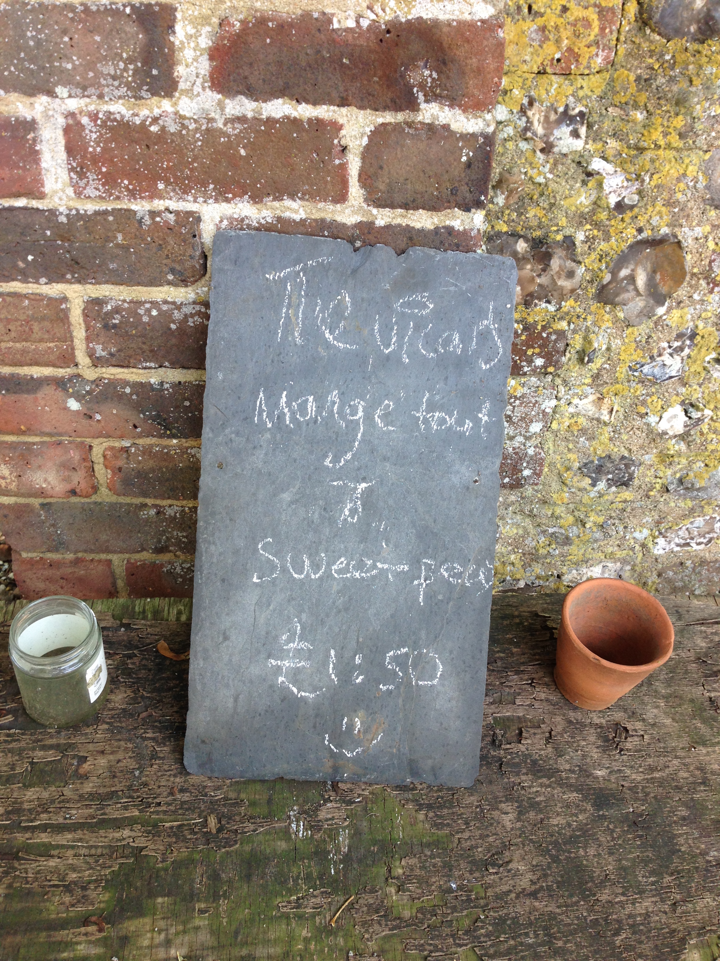  We were disappointed that the vicar's mangetout and sweet peas had all been sold! 