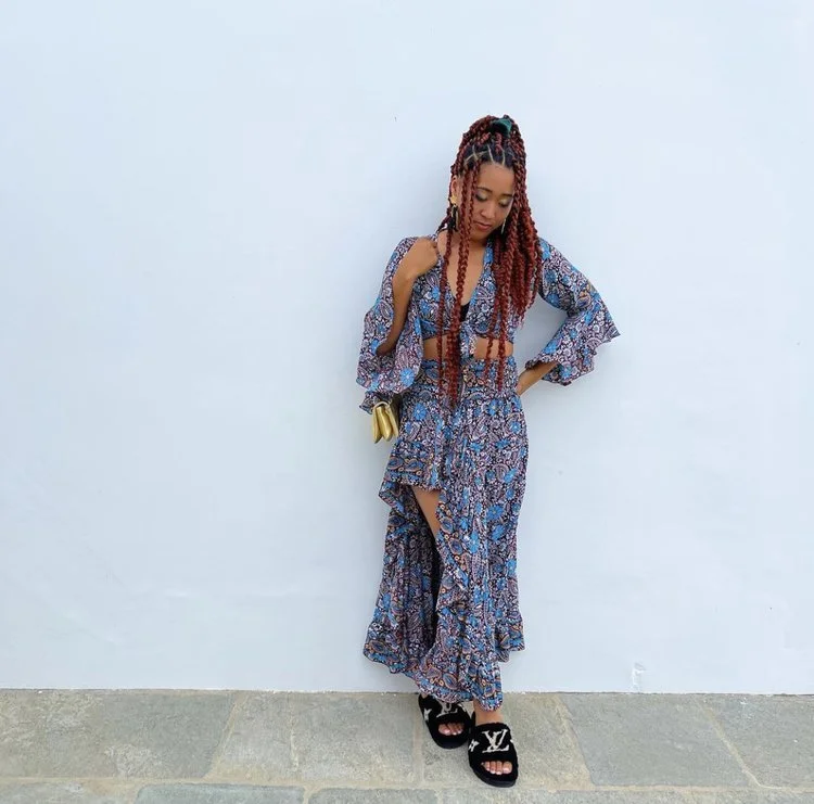 slim fit dress slacks Asah Dress in Vertical Abstract – Serafina main image 0