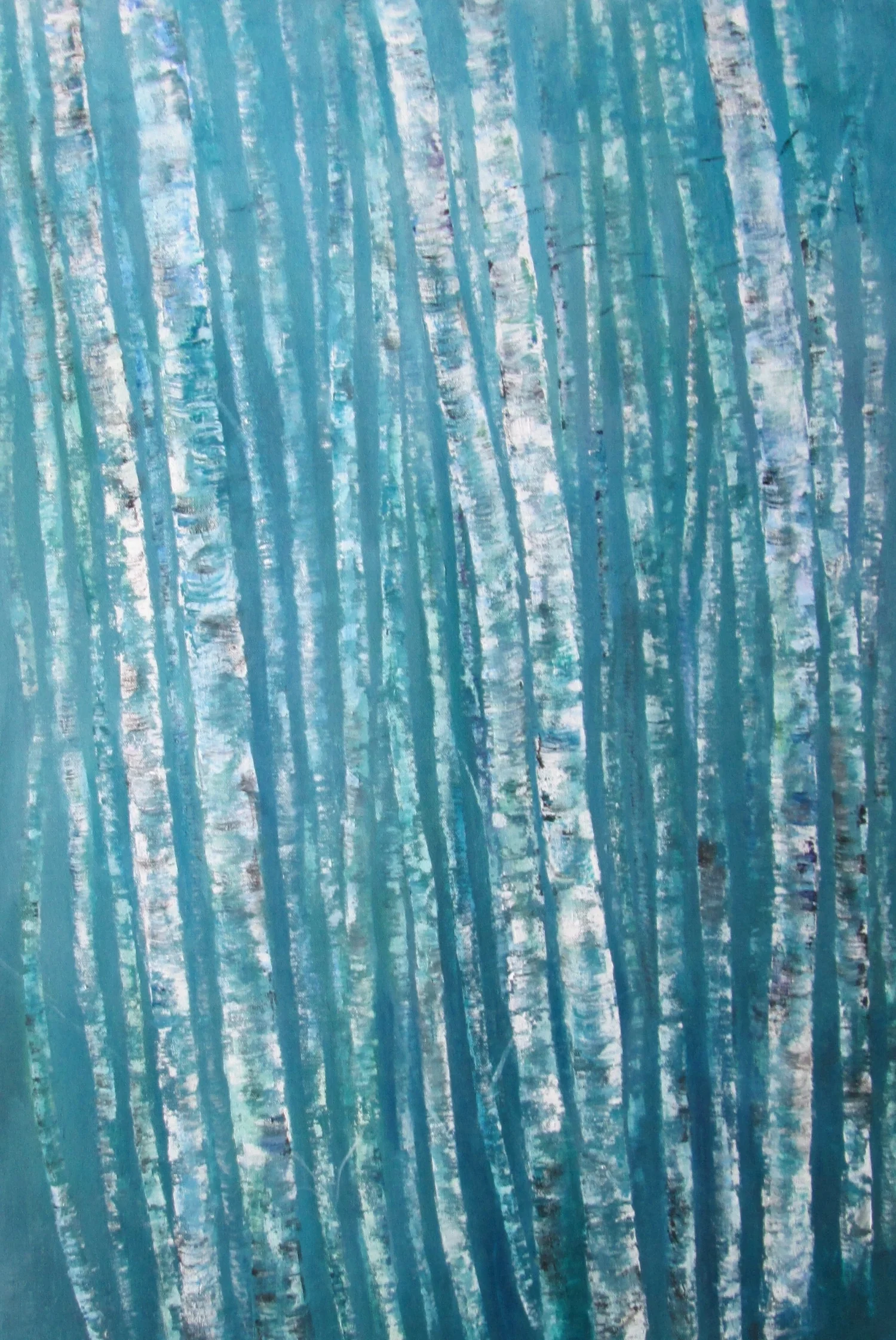 Birches on Blue - Acrylic - 24"" x 36""