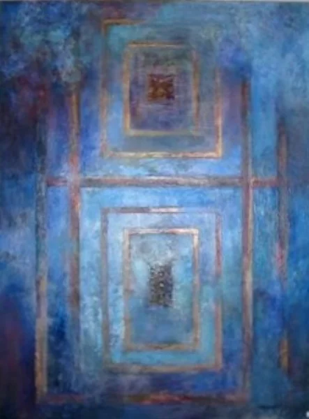 BLUE DOOR Mixed Media 30" x 40"