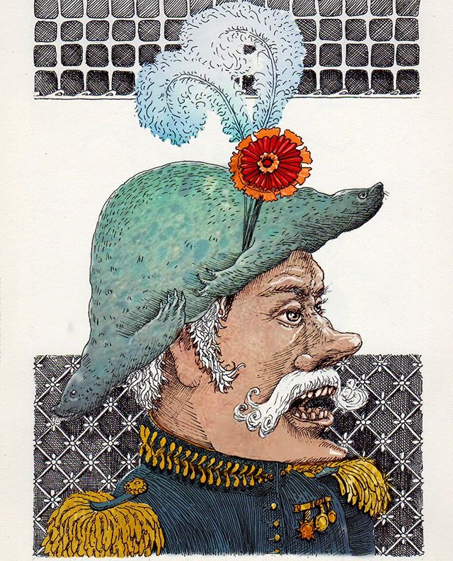 General with seal-hat. #illustration #dessin #seal #hat #general #drawing #dibujo #instadraw #illustratie #ilustracion #funny #animals