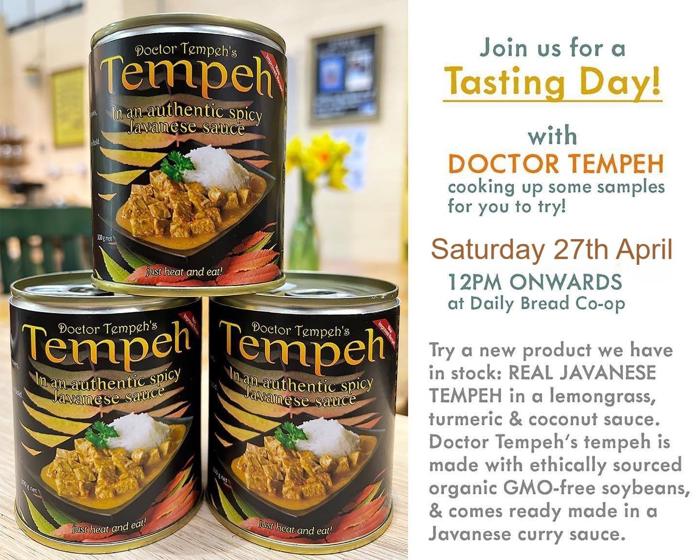 TASTING EVENT TOMORROW!
Drop in on Saturday 27th April from 12pm and meet DOCTOR TEMPEH who'll be cooking up some of his spicy, sauce-y vegan Javanese tempeh for you to try!

#doctortempeh #drtempeh #tempeh #javanesefood #dailybreadcambridge #kingshe