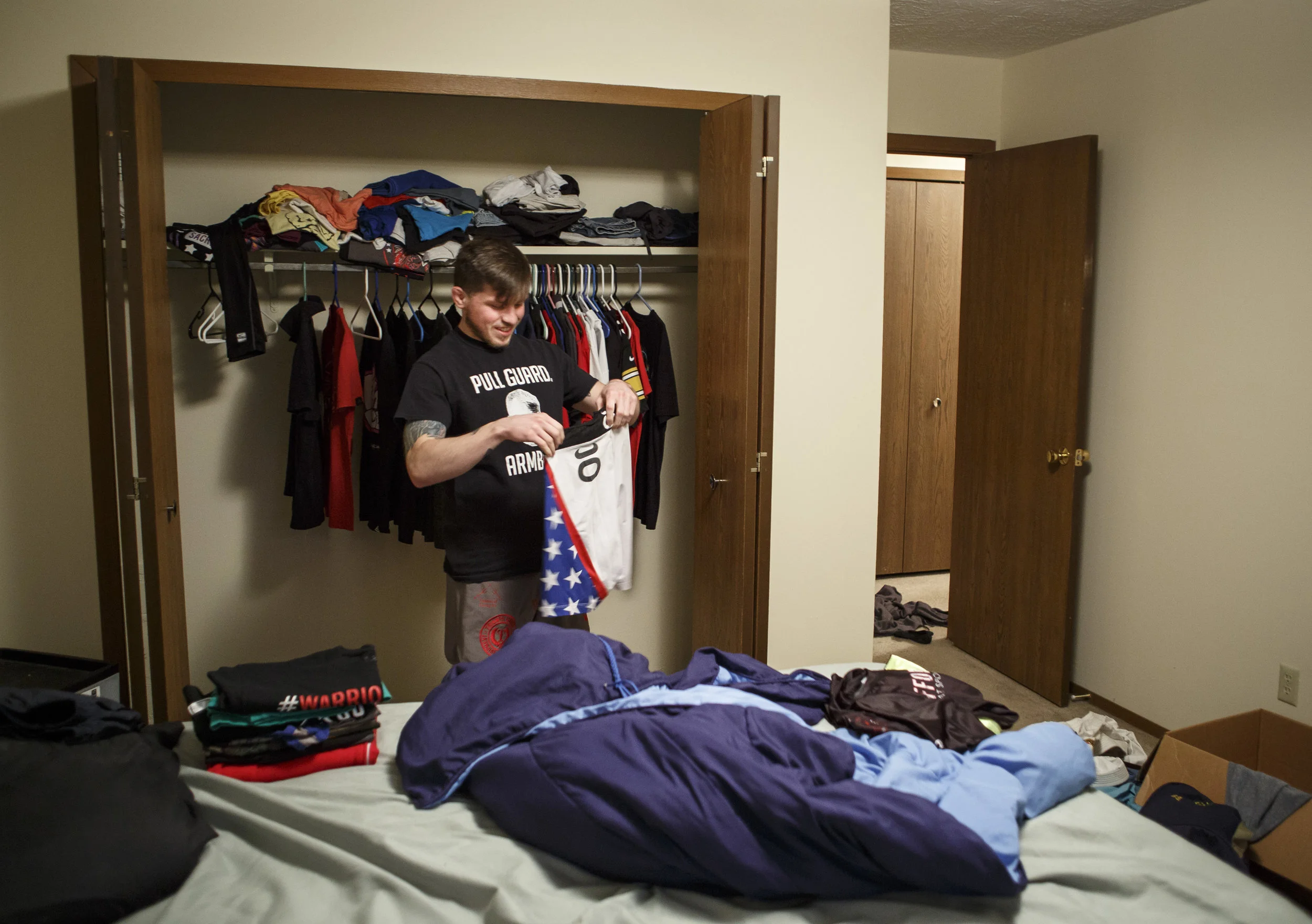 Nikolai Gionti packs his bags for his month long trip to Albuquerque, New Mexico on Wednesday, Nov. 30, 2016. There Gionti will train with some of the top fighters in the sport at the Jackson Wink MMA Academy. 