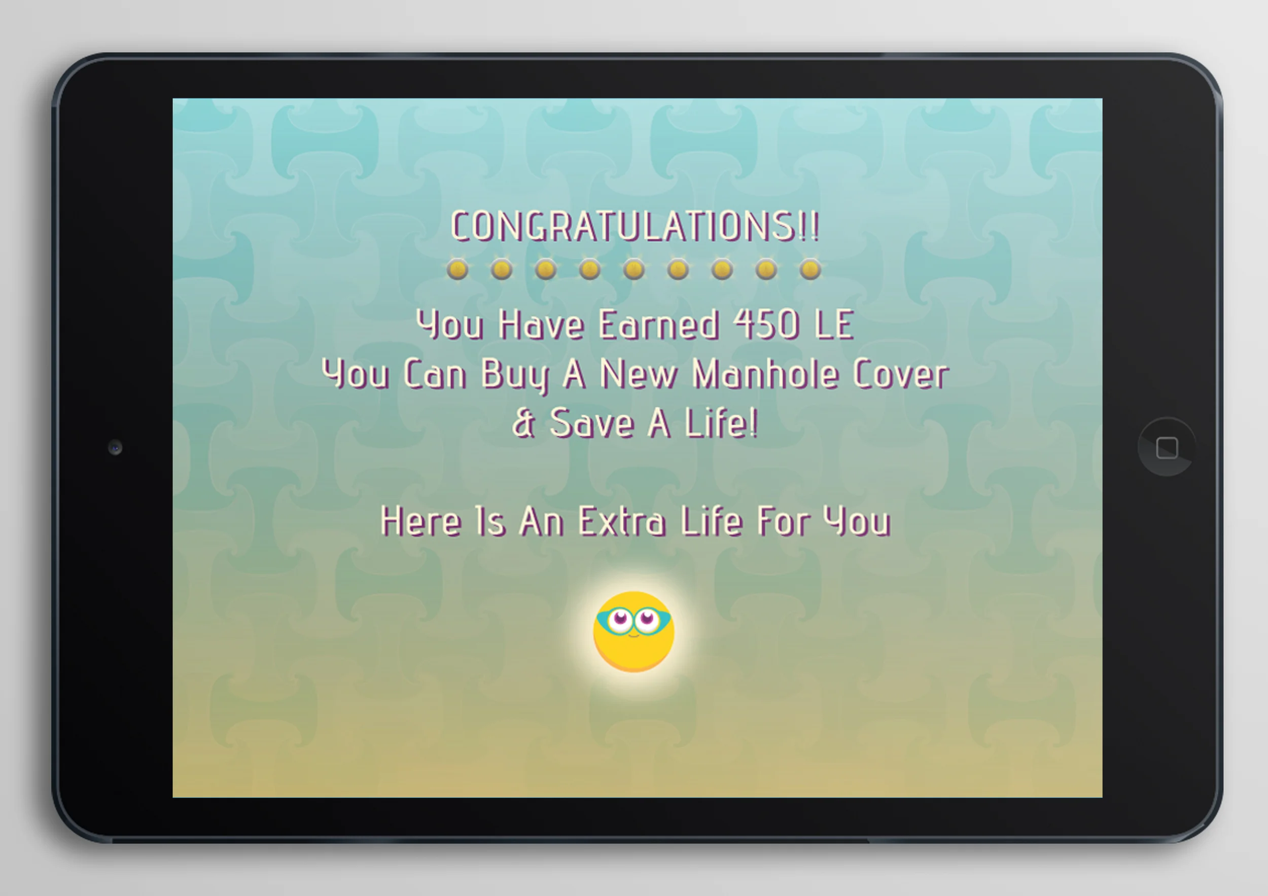 Game screenshot - The pounds collected reflect real financial values for manhole covers and the data is presented in the form of game rewards and bonuses.