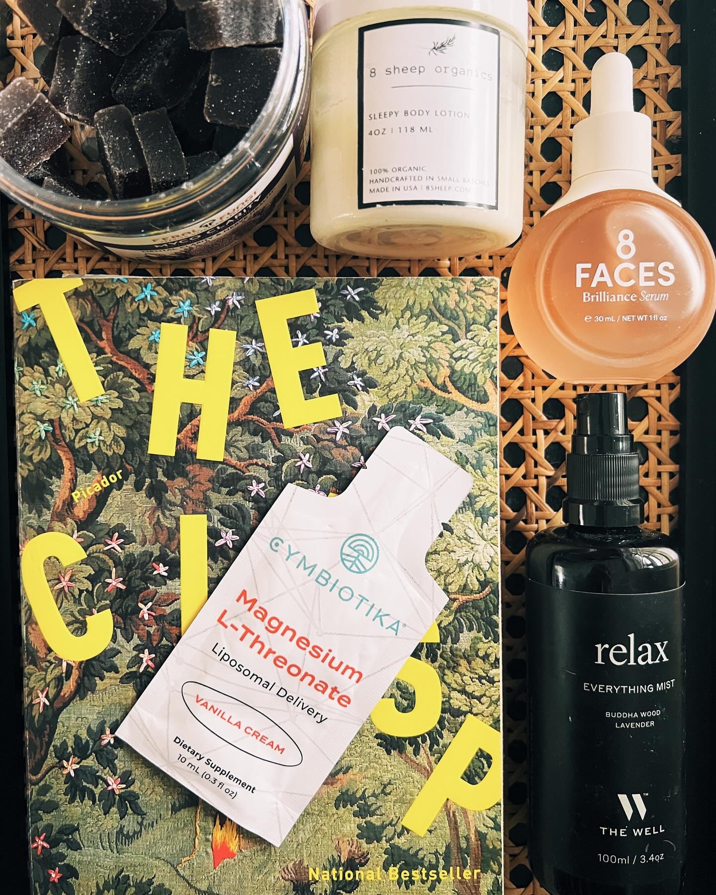 Bedtime rituals and little luxuries that I&rsquo;m loving lately:
@fantasticfungi for clarity and calm (take any time of day)
@8sheeporganics for relaxation and sleep (rub on feet)
@8facesbeauty for superfood and moon infused skin magic (for the face