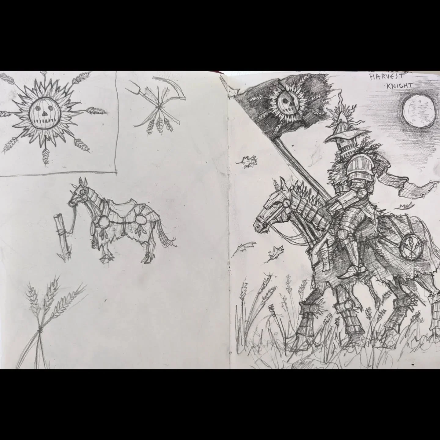 Harvest Knight getting closer to how I want it to look
.
.
.
#cameronbyeart #harvest #knight #halloween #sketch #sketchbook #character #concept