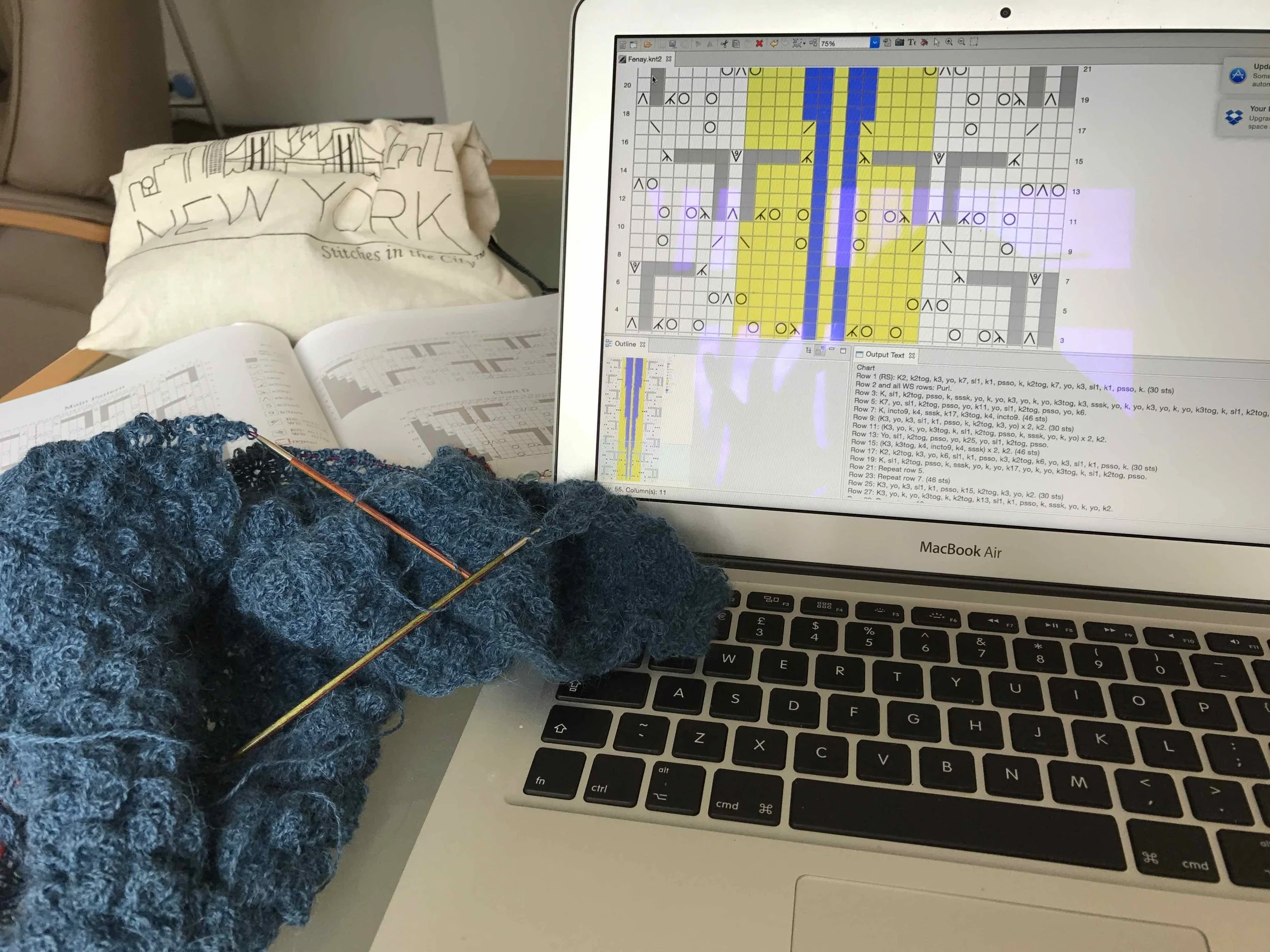 Writing my waist shaping charts on Stitchmastery