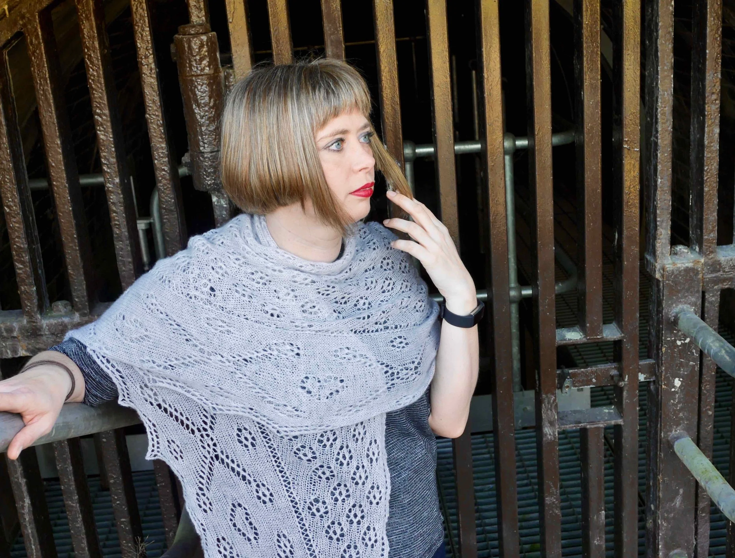 Tico shawl worn as a scarf