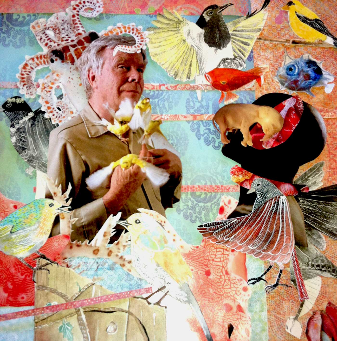 When stuck with my watercolors, I took this fabulous collage workshop. This is never something I would have made on my own but I had a great time and mashed up my art in a new and fun way. It doesn't have to be a masterpiece as long as you are having a ball! Weird isn't it?