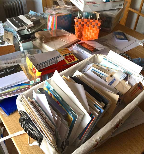 I took out all my letter writing supplies to take inventory. Blushing.