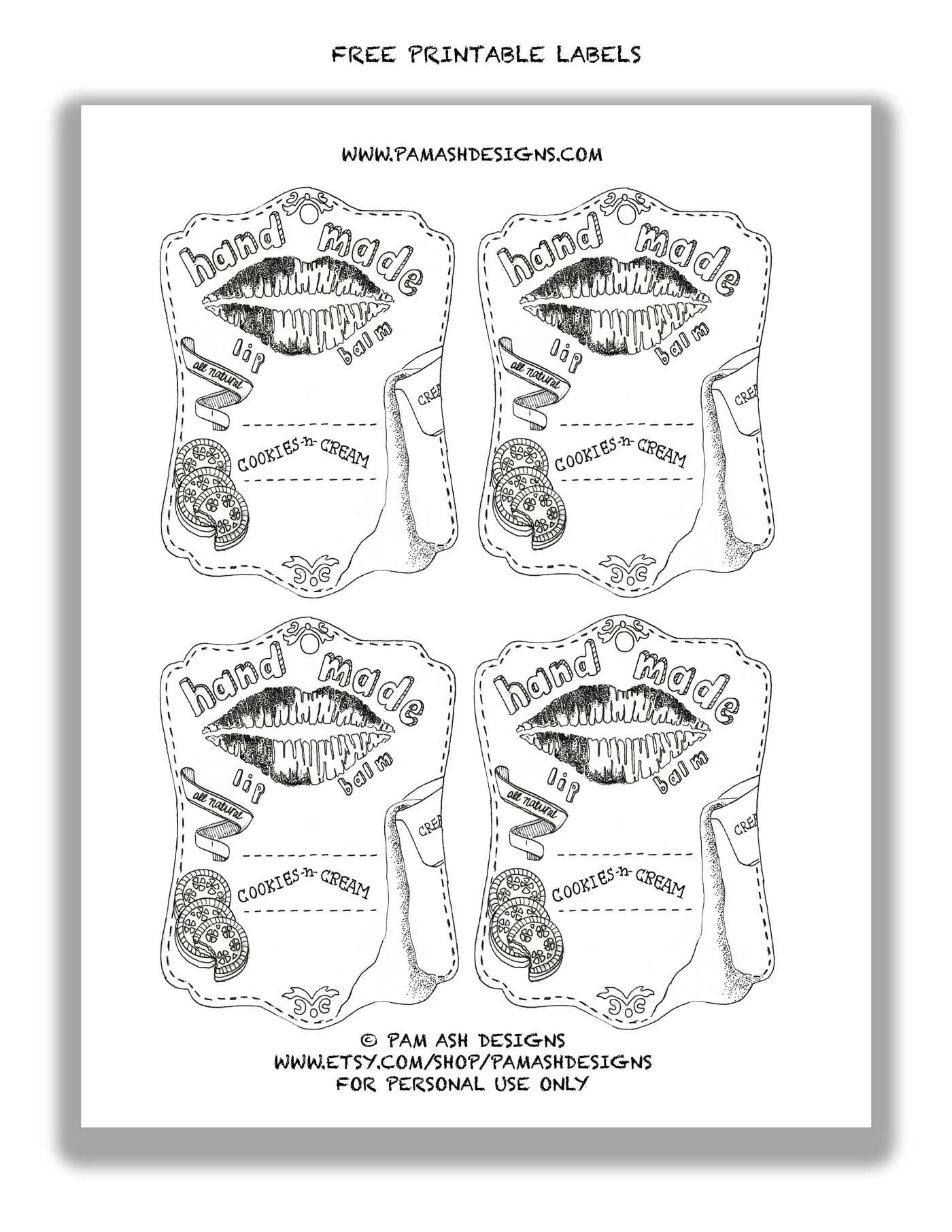 Here are some fun labels to print. They look fantastic on brown craft paper. Just simply cut out the images with scissors. Then use an exacto knife to slit the dotted line then slide the tube in underneath the band you cut. If you cut precisely on the dotted line, the tube should fit nice and snugly. Punch a hole at the top, add some ribbon and you are all set! Click here to get your free printable.