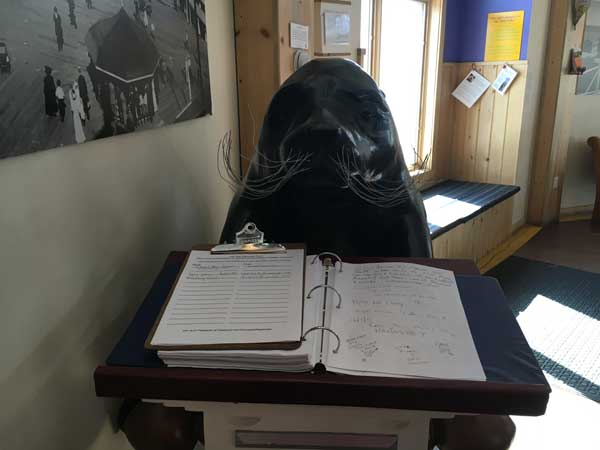 This guy greets you with a guest book.