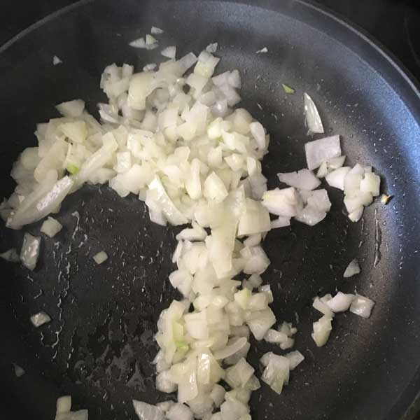 Saute onion until slightly translucent.