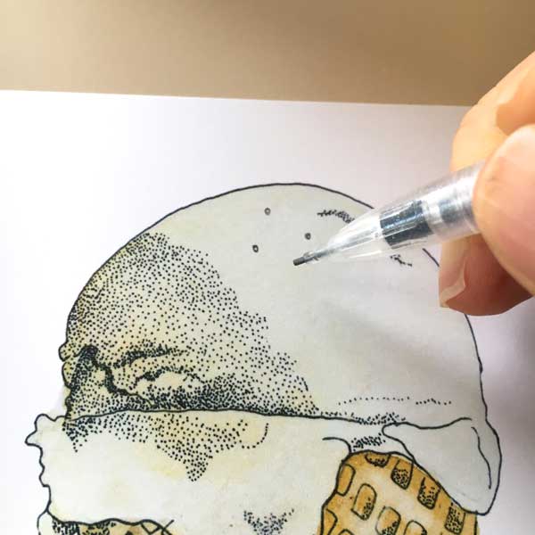 Here I am using a pencil to mark where my sprinkles will go.