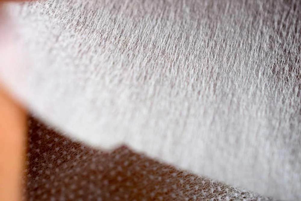This is the soft side of the fabric up close. You want to face the rough textured side to the wrong side of the fabric.