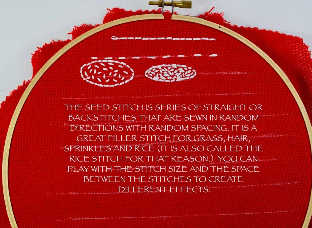 For a more detailed tutorial on how to make the SEED STITCH and a FREE PRINTABLE click HERE.