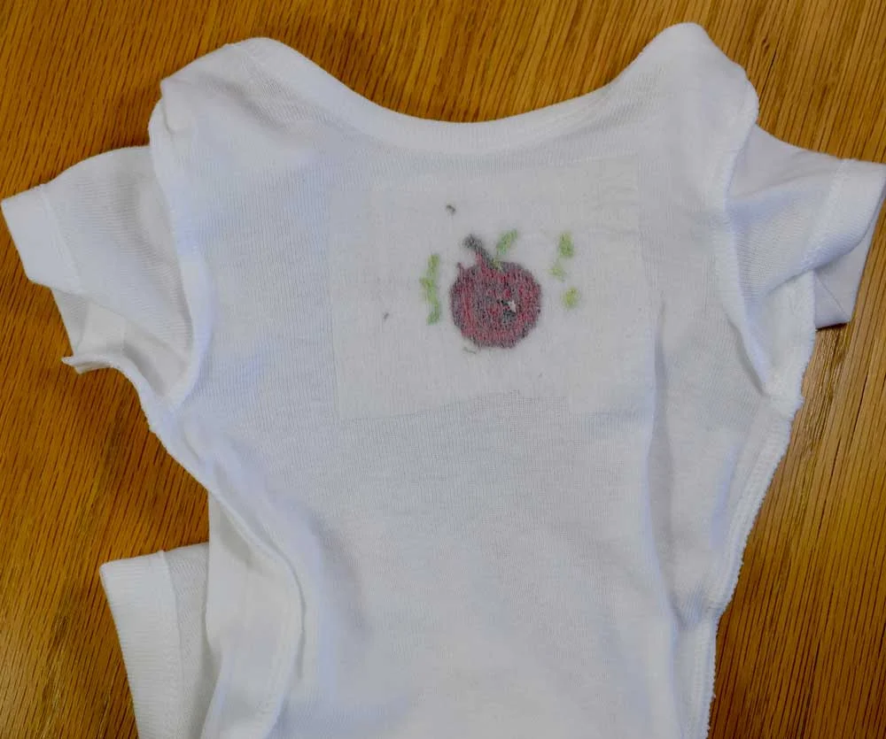 Press the textured side of the interfacing onto the wrong side of the design.
